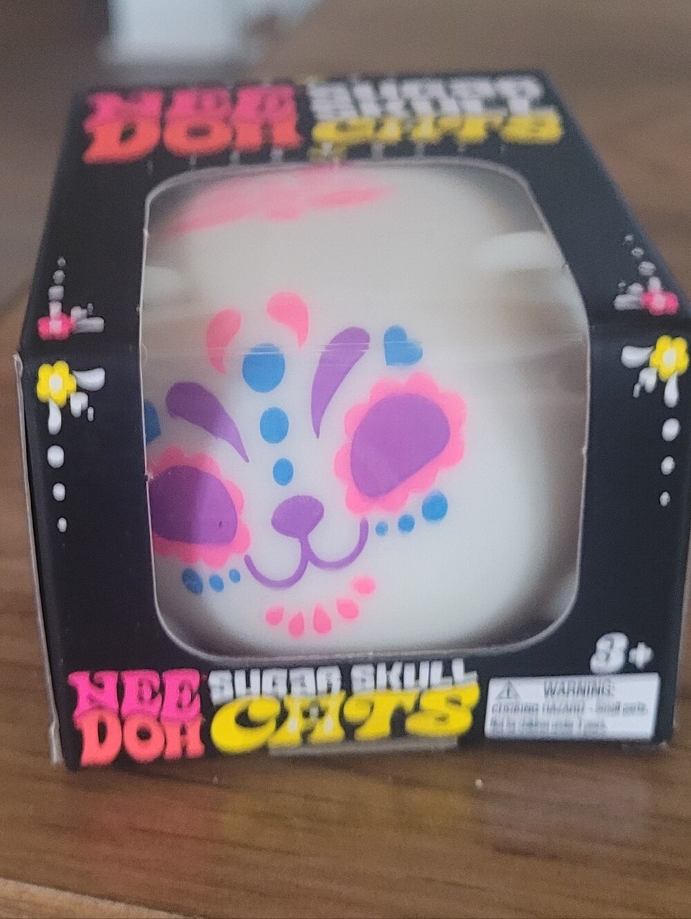 Sugar Skull Cat Needoh - White with Pink & Purple Accents